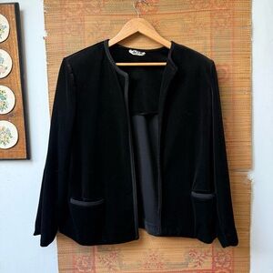 Vintage Velvet Black Open Jacket